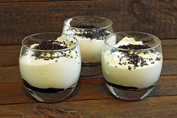 Delicious dessert of white chocolate mousse