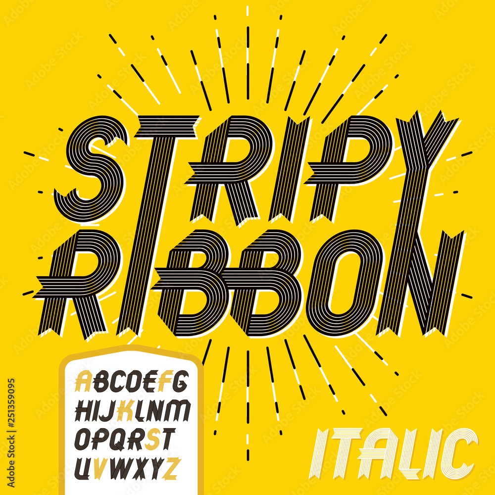 Poster vector capital modern alphabet letters set. trendy italic bold font, script from a to z can be used 