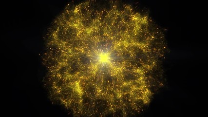 Set of different explosions, red, blue, golden, white fireworks at night. HD.