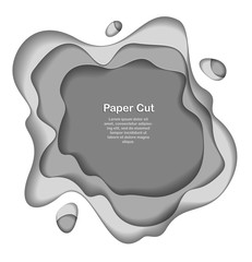 Abstract grey paper cutout curvy shapes layered, vector illustration in paper cut style. layout for business card, presentations, flyers or posters.