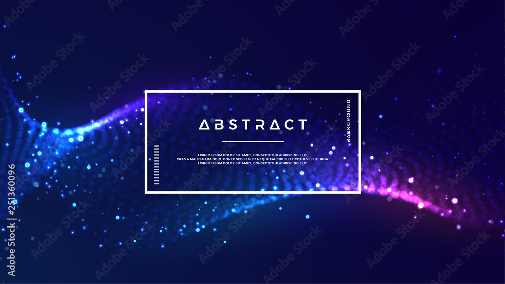 Poster dynamic abstract liquid flow particles background. shining abstract particle flow background. futuri