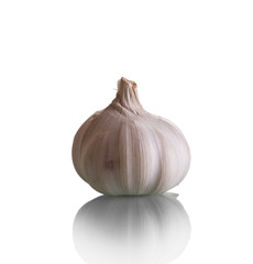 Head raw fresh garlic isolated on white background