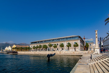 Whale tail sculpture in Cartagena port at Murcia Spain
