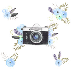 Watercolor camera flower set 10