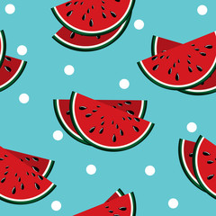 Seamless pattern with fresh ripe watermelon.