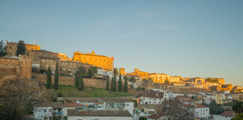 Sunrise view of the old city of Caceres