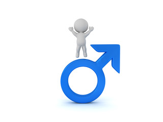3D Character victorious and male gender symbol