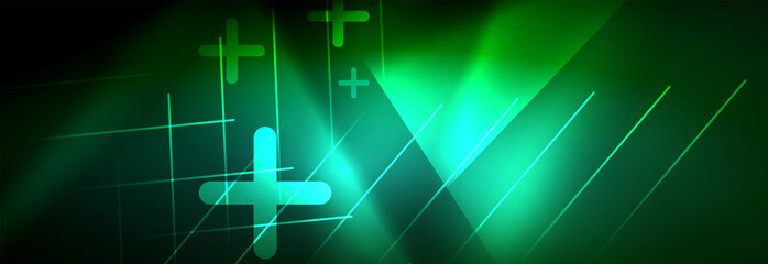 Naklejka premium Abstract neon glowing light background. Dark background with lights. Abstract background with neon lights, night view.