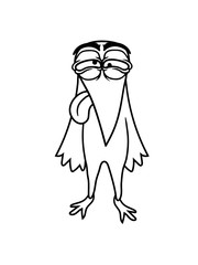 beckloppt dumm verrückt crazy doof freak lustig rabe krähe vogel küken vögelchen comic cartoon süß niedlich clipart design cool gemalt