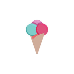 Cone ice cream flat icon, vector sign, colorful pictogram isolated on white. Ice Cream scoop symbol, logo illustration. Flat style design