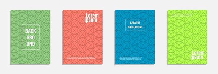 Naklejka premium Colorful and modern cover design. Set of geometric pattern background