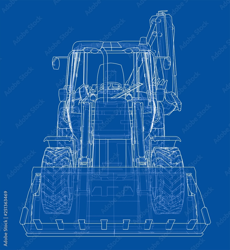 Poster sketch of loading shovel with back actor