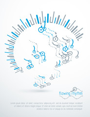 Abstract wavy lines vector illustration. Graphic template, advertising poster. Technological pattern.