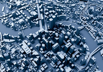 City Center 3d rendering, illustration 3d