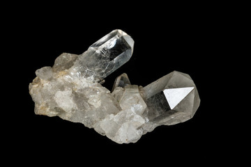 Macro mineral stone rhinestone, rock crystal on a black background