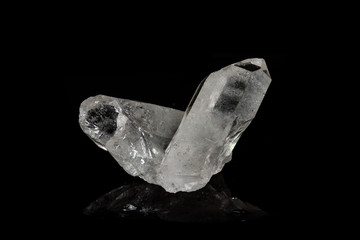 Fototapeta premium Macro mineral stone rhinestone, rock crystal on a black background