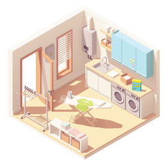 Vector isometric laundry room