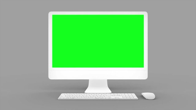 Desktop Computer With Green Screen