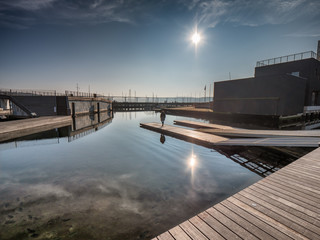 Public open harbor in Vejle, Denmark