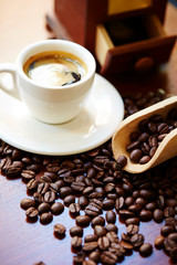 cup of coffee and beans