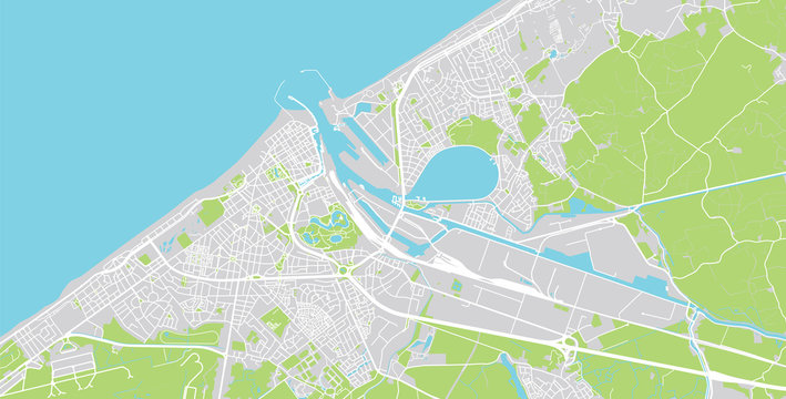 Urban vector city map of Ostend, Belgium