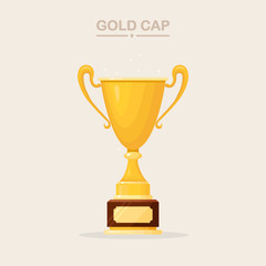 Trophy cup. Gold goblet isolated on white background. Awards for winner, champion. Concept of victory, award, championship, leadership, achievement. Vector elements for logo, label, game, app design.