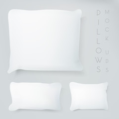 Realistic pillows with real shadow. Pillows mock ups illustration. Graphic concept for your design.