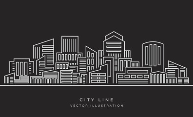 Cityscape Building Line art Vector Illustration design