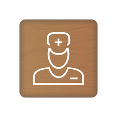 Doctor, Medicine Icon On Wooden Blocks Isolated On A White Background. Vector Illustration. Healthcare Concept.