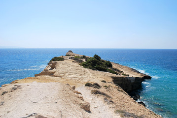 Rocky coast of the bay, Cape Fourni, Rhodes island, Greece