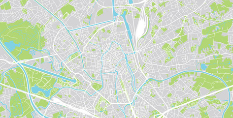 Urban vector city map of Ghent, Belgium