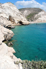 Rocky coast of the bay, Cape Fourni, Rhodes island, Greece