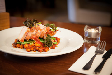 pork and bacon with chickpeas in sauce