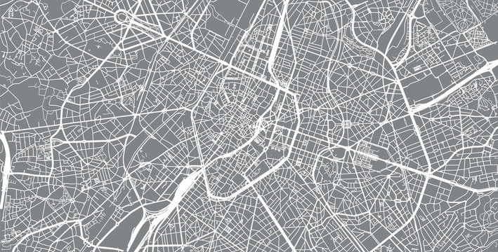 Urban vector city map of Brussels, Belgium