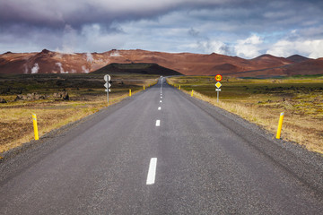 Route 1 Ring Road near Krafla Myvatn Northeastern Iceland Scandinavia
