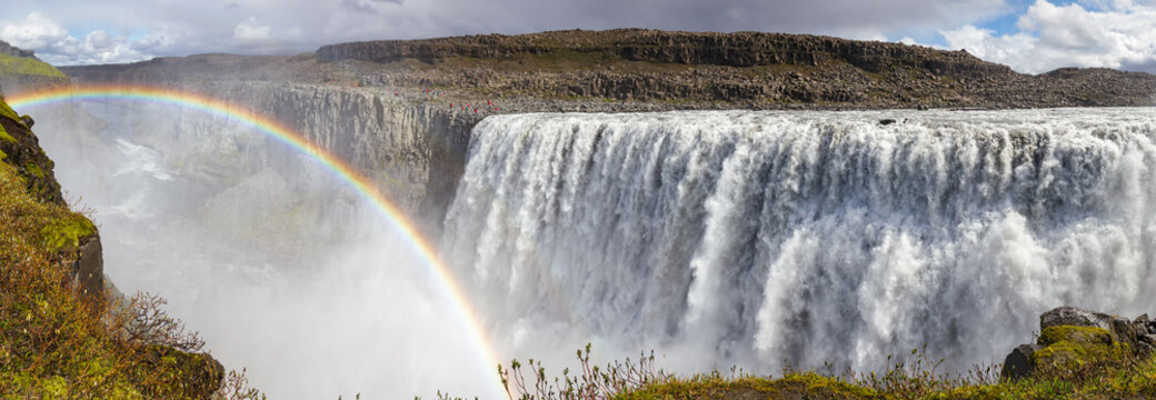 Dettifoss waterfall panorama Jokulsa a Fjollum river Vatnajokull National Park Southwest Iceland Scandinavia