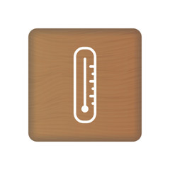 Thermometer Icon On Wooden Blocks Isolated On A White Background. Vector Illustration. Healthcare Concept.