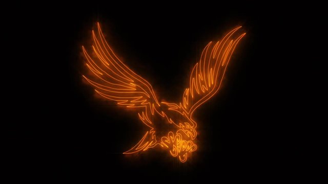 Orange Burning Eagle Animated Logo Loopable Graphic Element