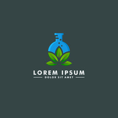 Cannabis lab logo template, Nature fresh icon, leaf design vector illustration