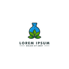 Cannabis lab logo template, Nature fresh icon, leaf design vector illustration