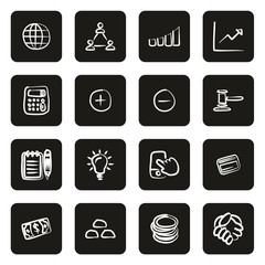 Trade or Exchange Icons Freehand White On Black