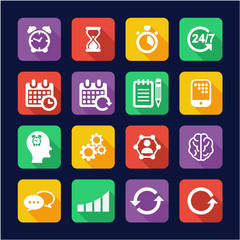 Time Management Icons Flat Design