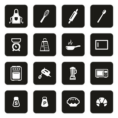 Baking or Cooking Icons White On Black