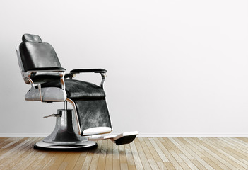Barbershop chair in interior background concept.