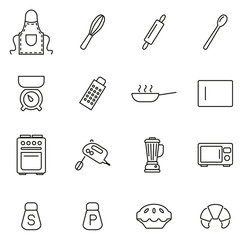 Baking or Cooking Icons Thin Line Vector Illustration Set