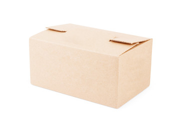 Closed cardboard box on a white background