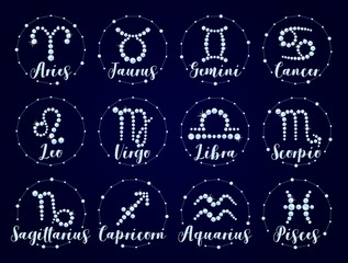 Horoscope and astrology, zodiac signs, brilliants