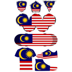 Set with the image of the flag of Malaysia. Vector.