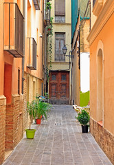 Fototapeta na wymiar the narrow street in old town of Valencia