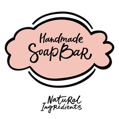 Naklejka na ściany i meble Handmade soap bar label with handdrawn lettering